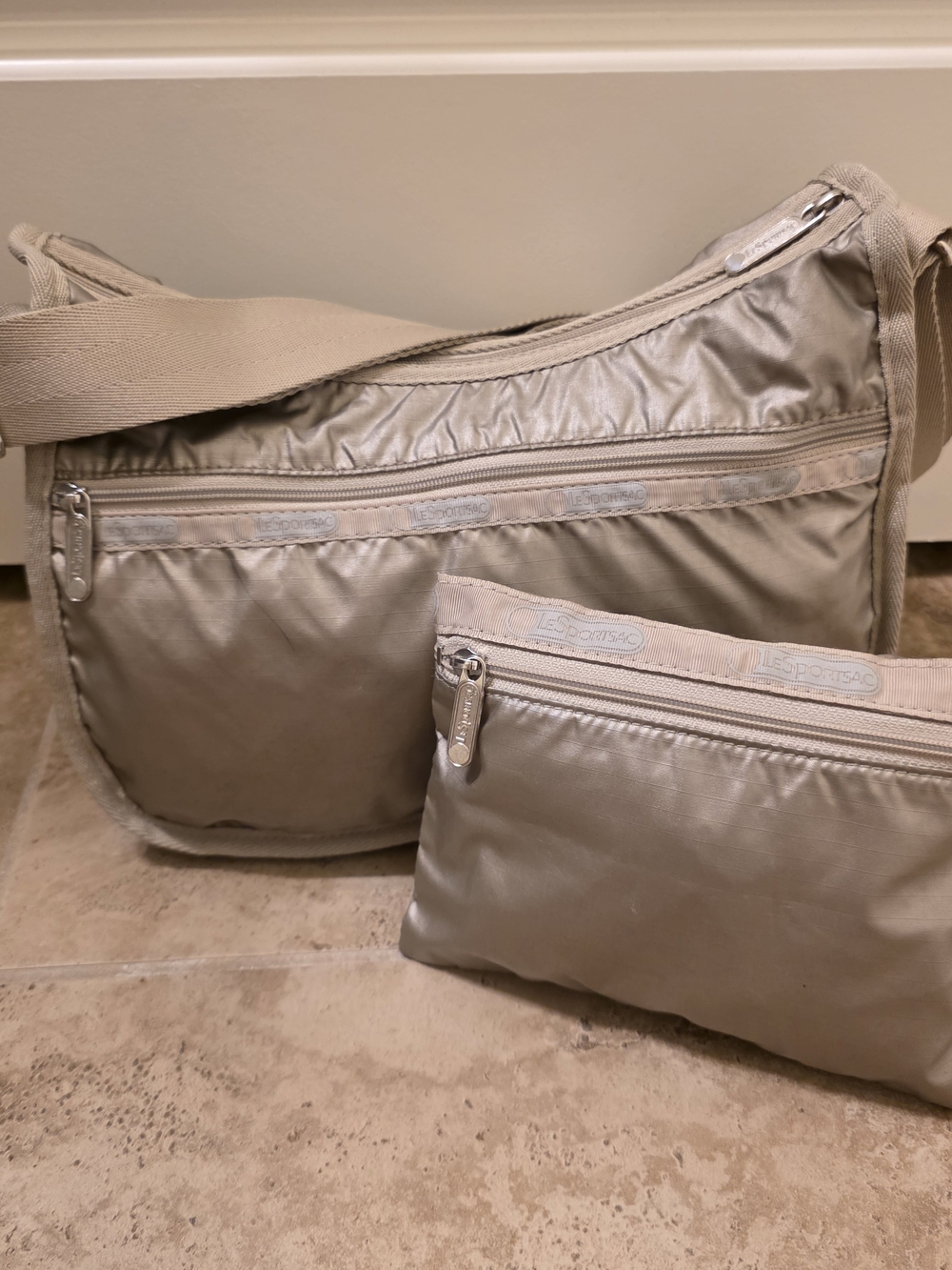 Lesportsac Beige Nylon Interior Crossbody with Branded Patch
